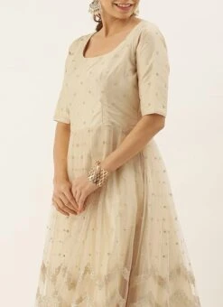 Beige Embroidered Anarkali Suit Festive Wear