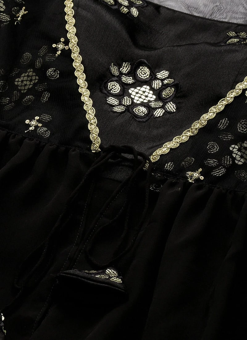 Bottom From Black Chinon Embroidered N Sequins Gharara Set After Six Wear - Image 5