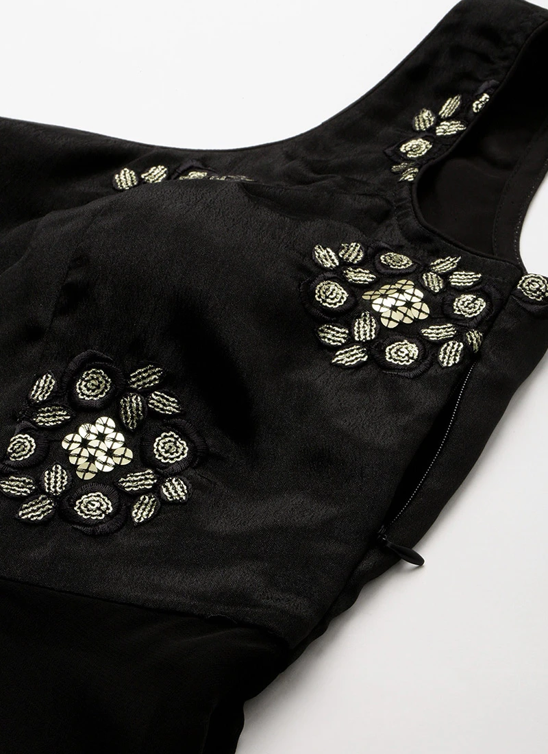 Jacket From Black Chinon Embroidered N Sequins Gharara Set - Image 6