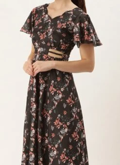 Black Chinon Side Cut Out Dress After Six Wear