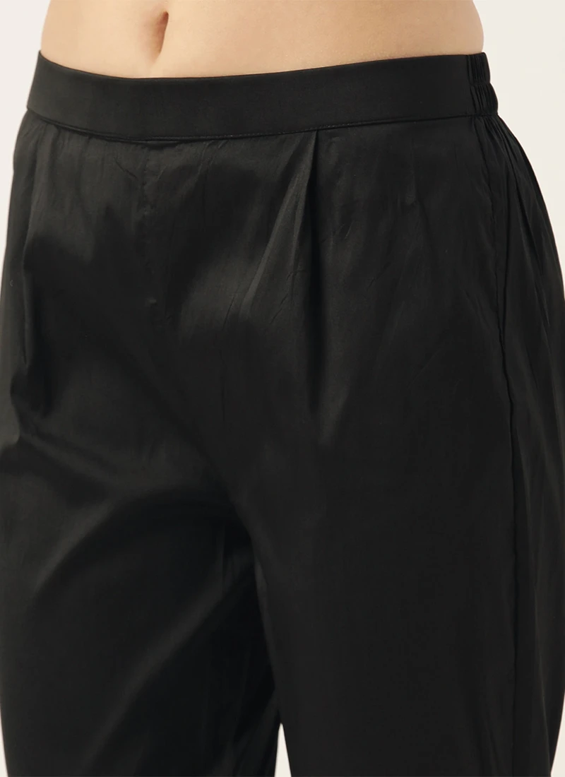 Black Digital Printed Organza Kurta Set After Six Wear - Image 6