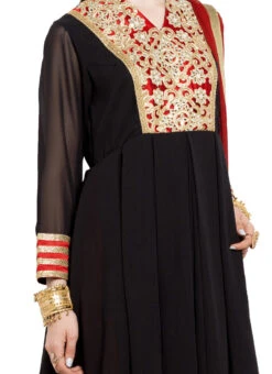 Black Georgette Asymmetrical Anarkali Suit Party Wear