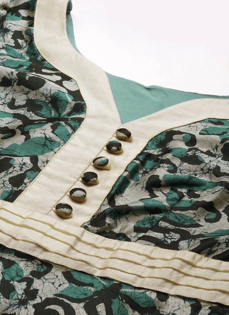 Blue Art Silk Digital Printed Dress Festive Wear - Image 5