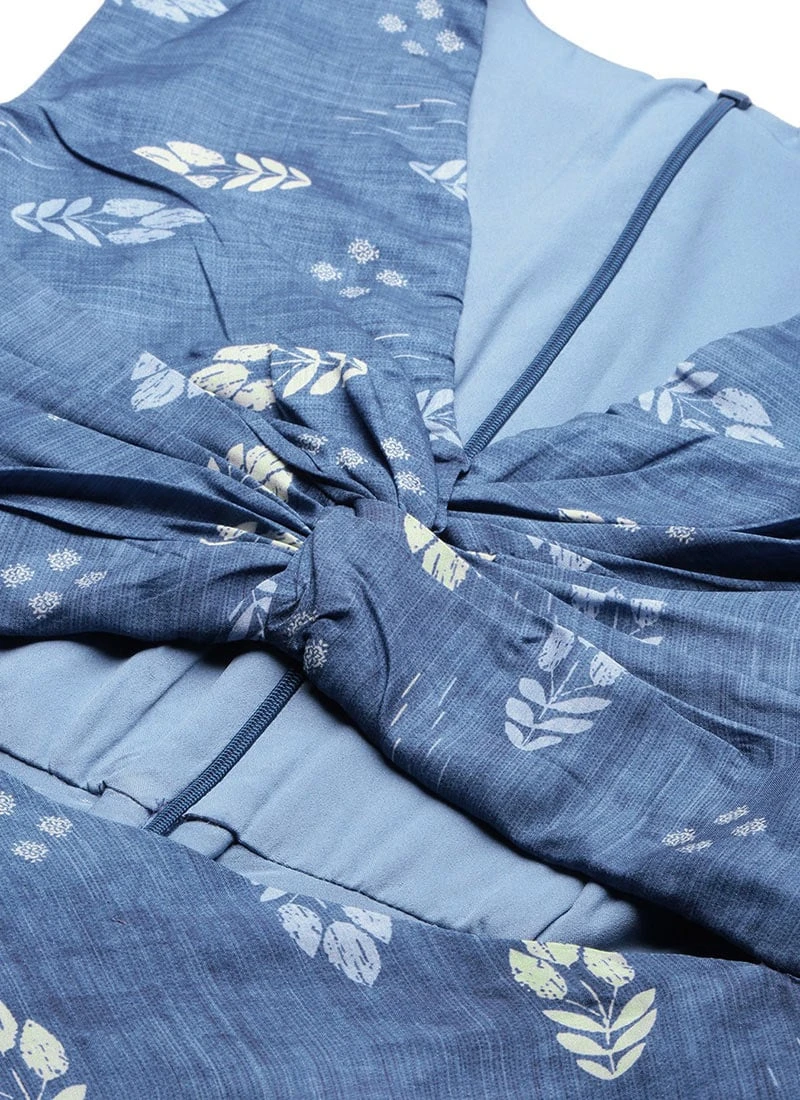 Blue Art Silk Digital Printed Dress After Six Wear - Image 5