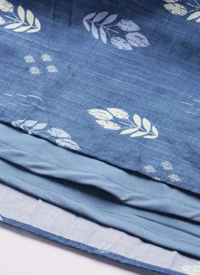 Blue Art Silk Digital Printed Dress After Six Wear - Image 8