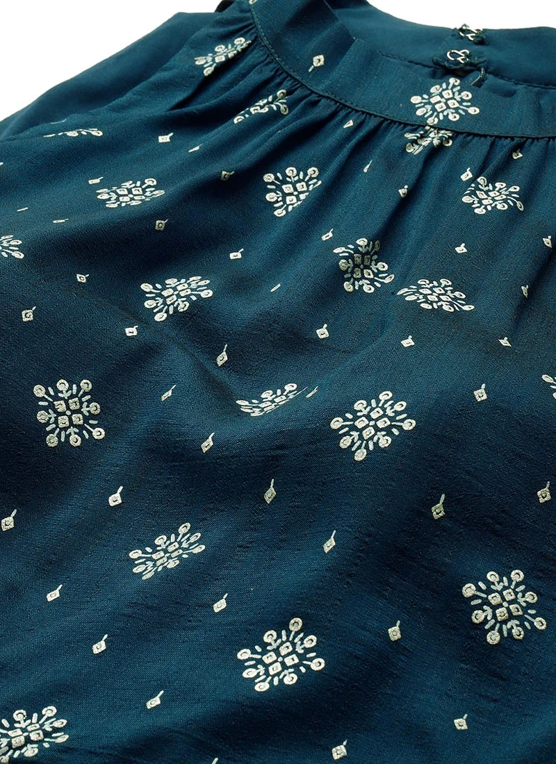 Dupatta From Blue Art Silk Halter Neck Sharara Suit After Six Wear - Image 5