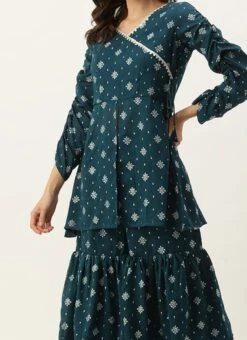 Bottom From Blue Art Silk Layered Gharara Suit After Six Wear