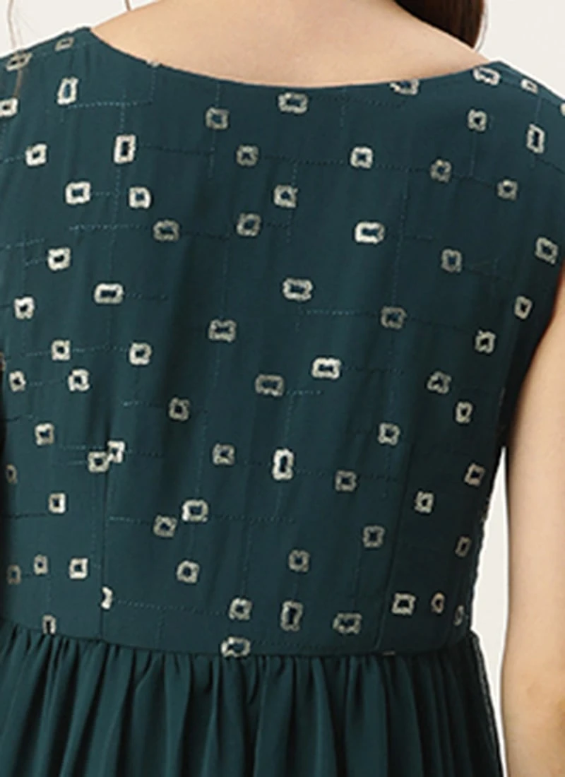 Blue Embroidered Georgette Dress Festive Wear - Image 6