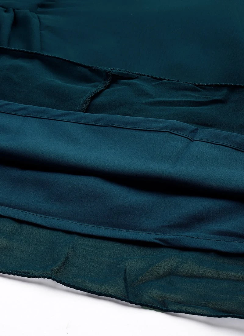 Blue Embroidered Georgette Dress Festive Wear - Image 7