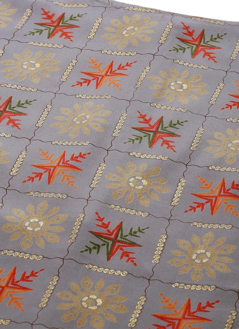 Blue Foil Printed Kurta N Straight Pant Set Festive Wear - Image 5