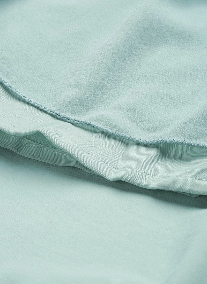 Blue Modal Satin N Geogette Flare Dress Festive Wear - Image 8