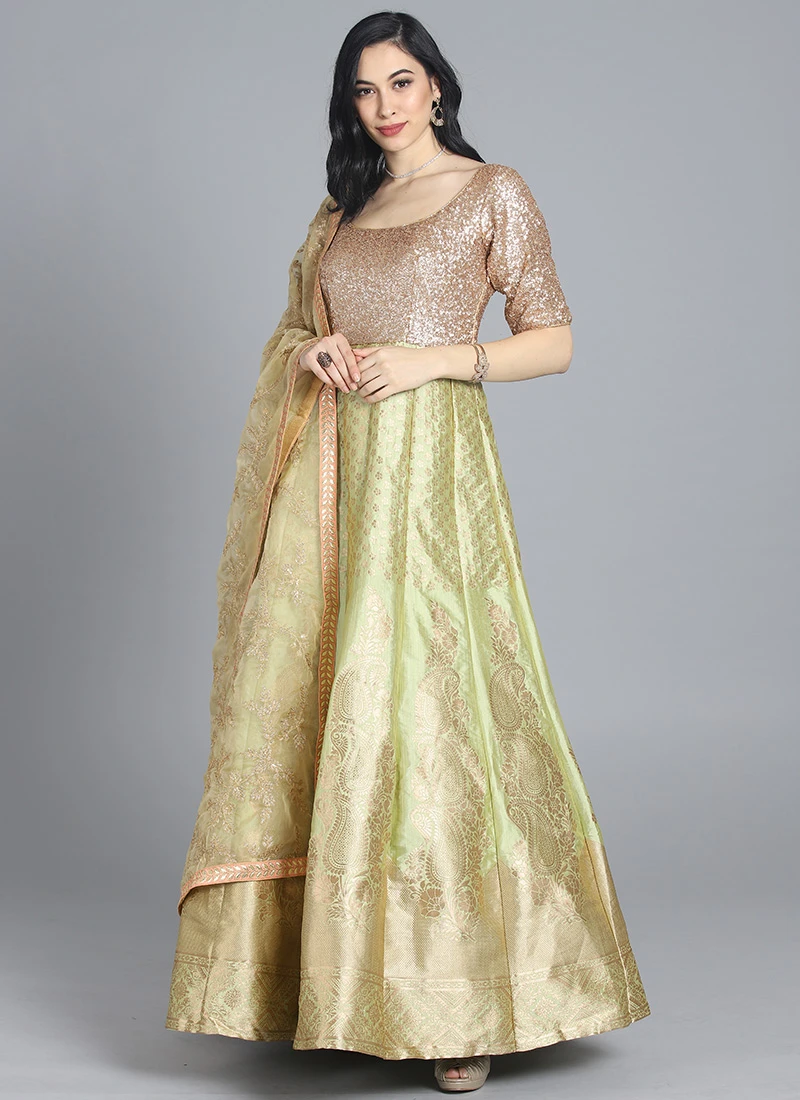 Ethnovog Green Anarkali Suit Wedding Wear - Image 3
