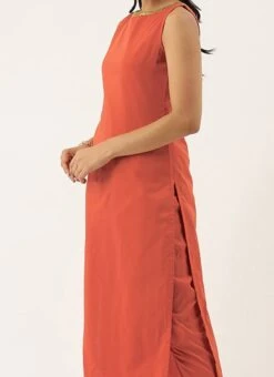 Brown Boat Neckline Straight Pant Suit After Six Wear