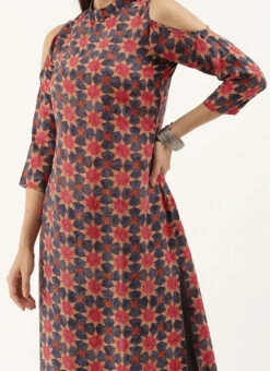 Collar Neck Multicoloured Straight Pant Kurta Set After Six Wear