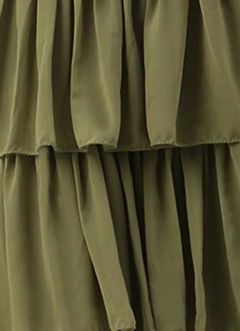 Cream Embroidered Layered Dress Party Wear - Image 7