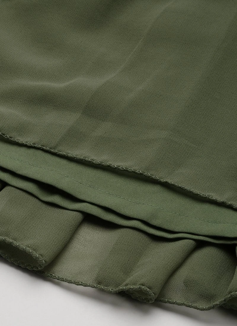 Cream Embroidered Layered Dress Party Wear - Image 8