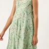 Digital Printed Green Muslin Maxi Dress Party Wear