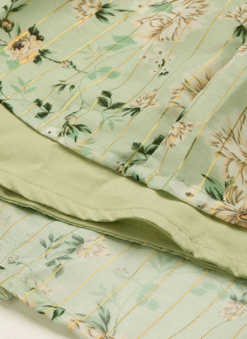 Green Digital Printed Dress Festive Wear - Image 7