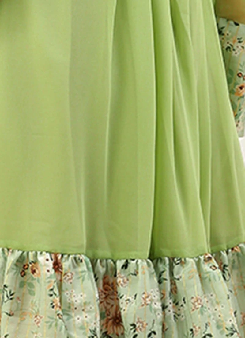 Green Digital Printed Dress Festive Wear - Image 8