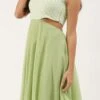 Green Embroidered Mini Dress Party Wear