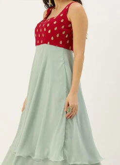 Green Layered Anarkali Straight Pant Suit Wedding Wear Festive Wear