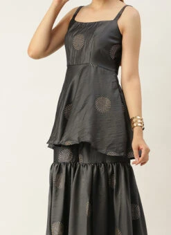 Dupatta From Grey Art Silk Foil Print Gharara Set After Six Wear