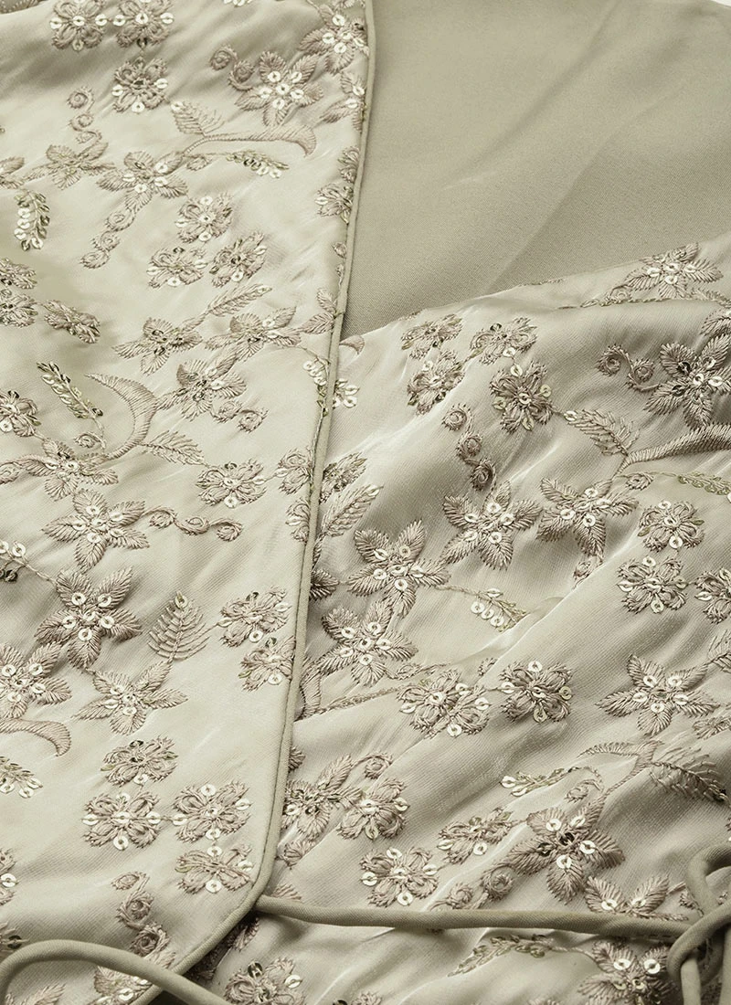 Grey Embroidered Jimmy Choo Palazzo Suit Festive Wear - Image 5