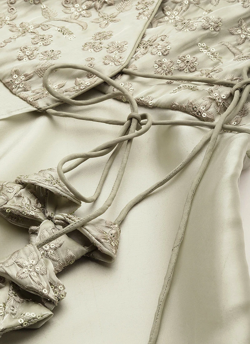 Grey Embroidered Jimmy Choo Palazzo Suit Festive Wear - Image 7