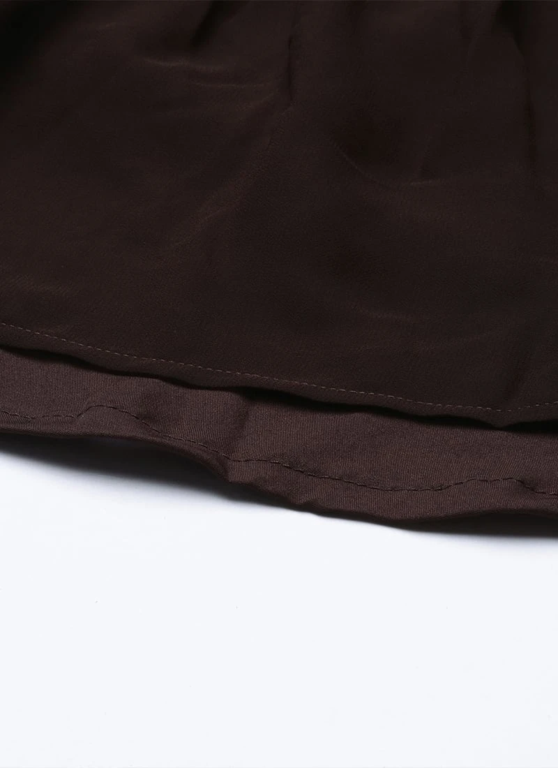 Grey Modal N Brown Geogette Gathers Dress Party Wear - Image 6