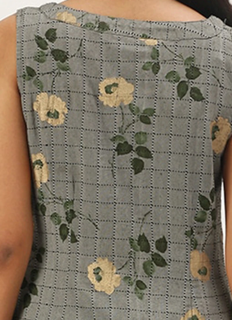 Grey Rayon Kurta Narrow Straight Pant Set Work Wear - Image 7