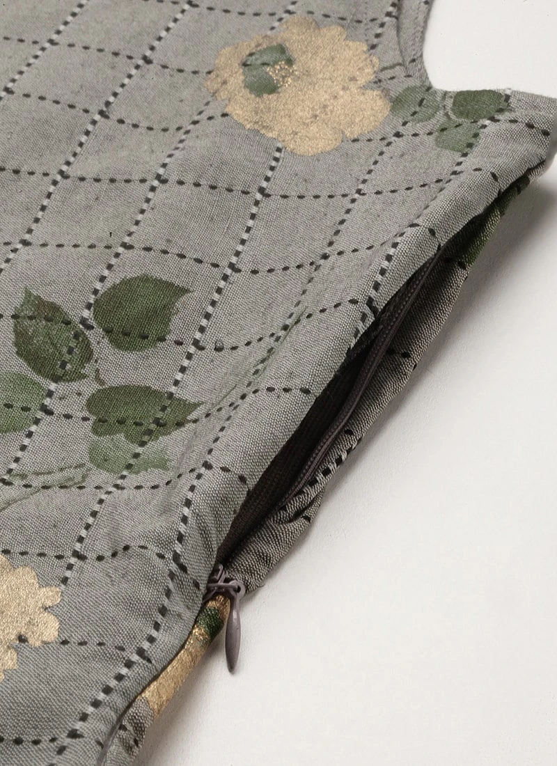 Grey Rayon Kurta Narrow Straight Pant Set Work Wear - Image 8