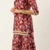 Top From Maroon Art Silk Printed Gharara Set After Six Wear