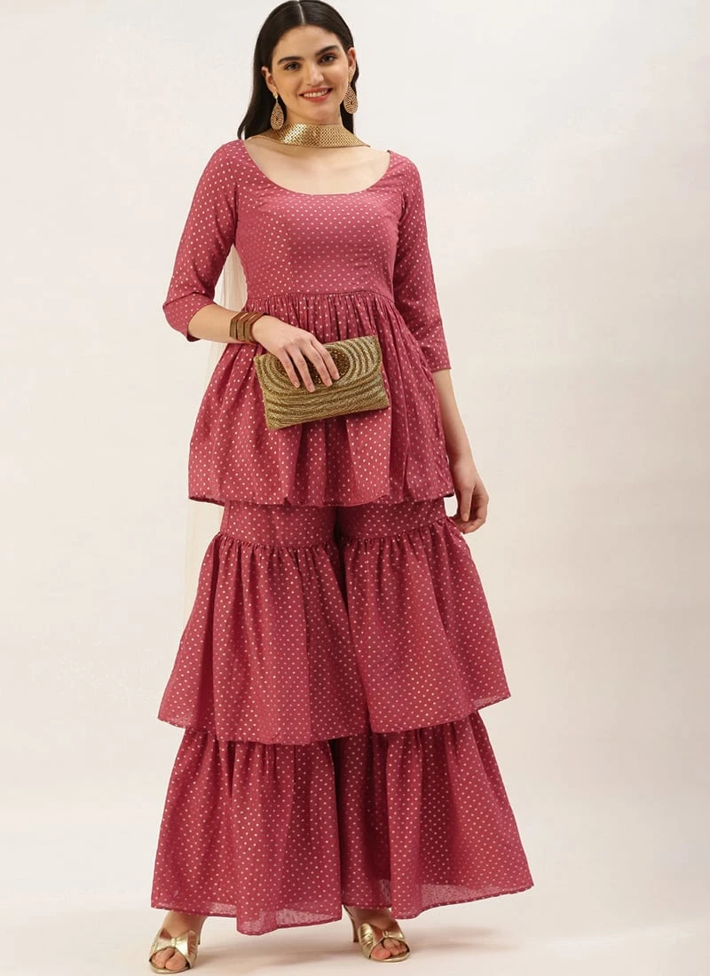 Bottom From Maroon Nylon Jacquard Gharara Set After Six Wear - Image 3