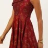 Maroon Printed One Shoulder Dress Party Wear After Six Wear
