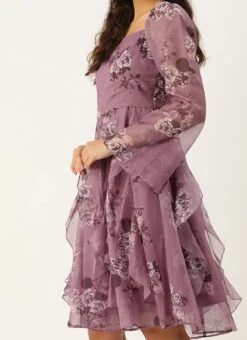 Mauve Organza Digital Printed Dress After Six Wear