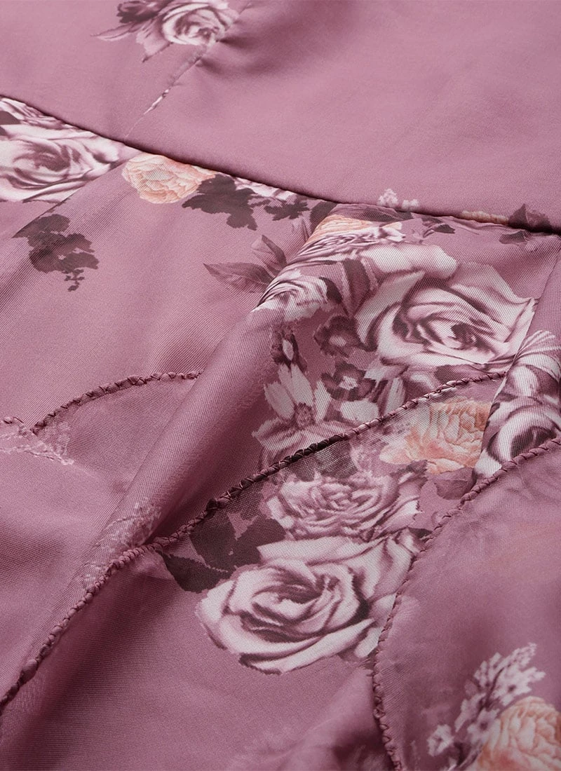 Mauve Organza Digital Printed Dress After Six Wear - Image 7