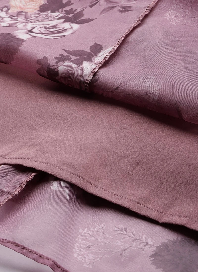 Mauve Organza Digital Printed Dress After Six Wear - Image 8