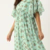 Mint Green Georgette Digital Printed Dress After Six Wear Party Wear