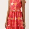 Multicolor Printed Gathered Style Midi Dress Festive Wear