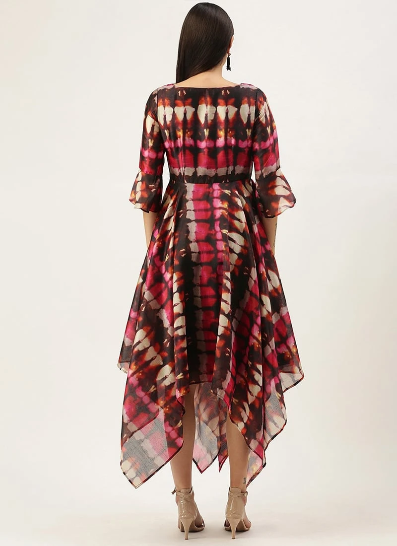 Multicolored Digital Printed Art Silk Dress After Six Wear - Image 4