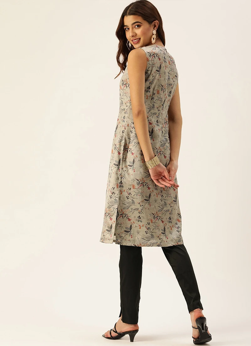 Multicolored Digital Printed N Black Kurta Set Work Wear After Six Wear - Image 4