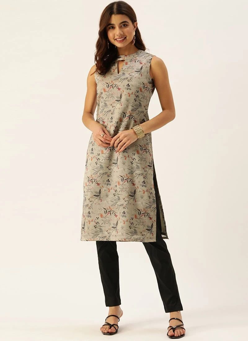 Multicolored Digital Printed N Black Kurta Set Work Wear - Image 3