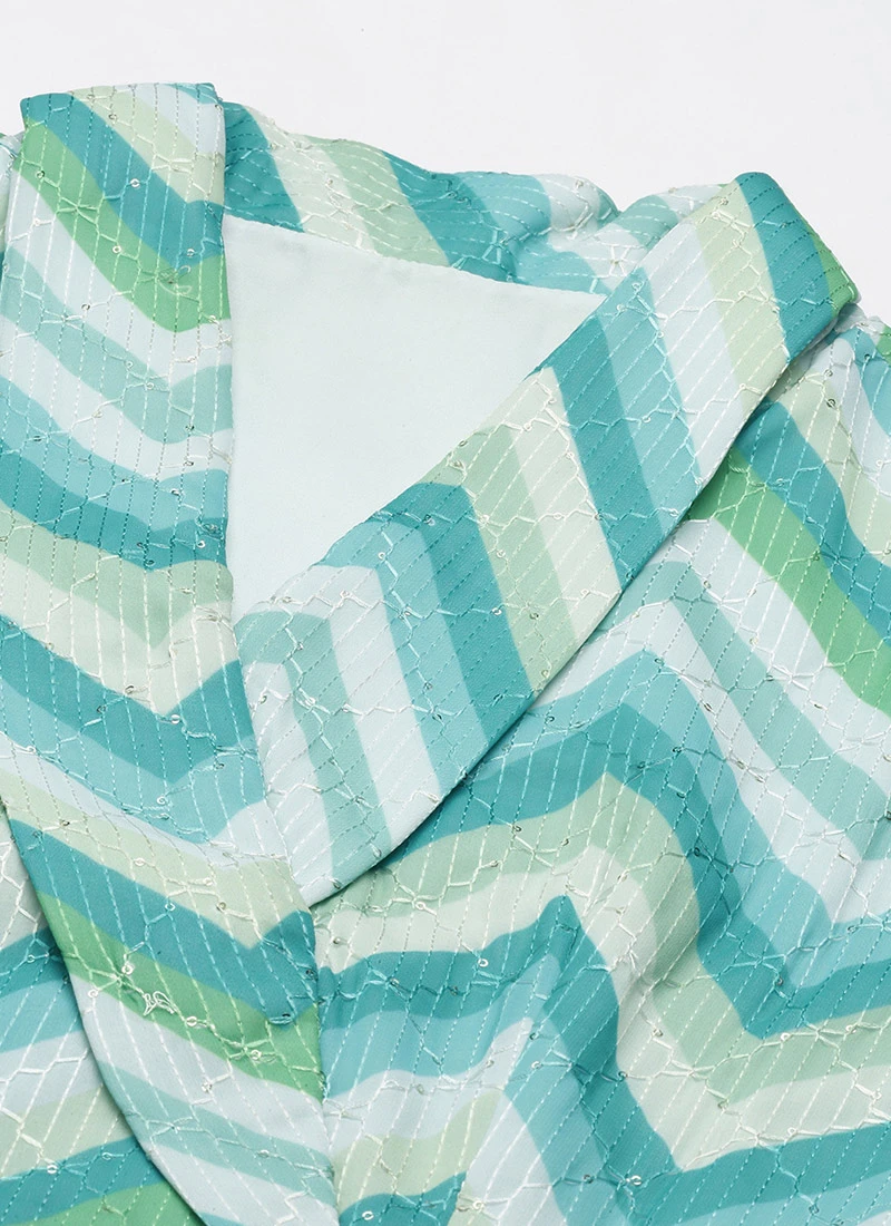 Multicolored N Green Printed Kurta Set Festive Wear - Image 5