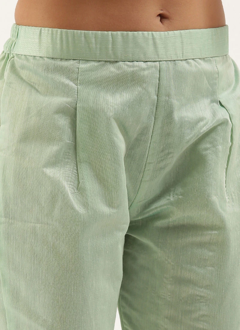 Multicolored N Green Printed Kurta Set Festive Wear - Image 7