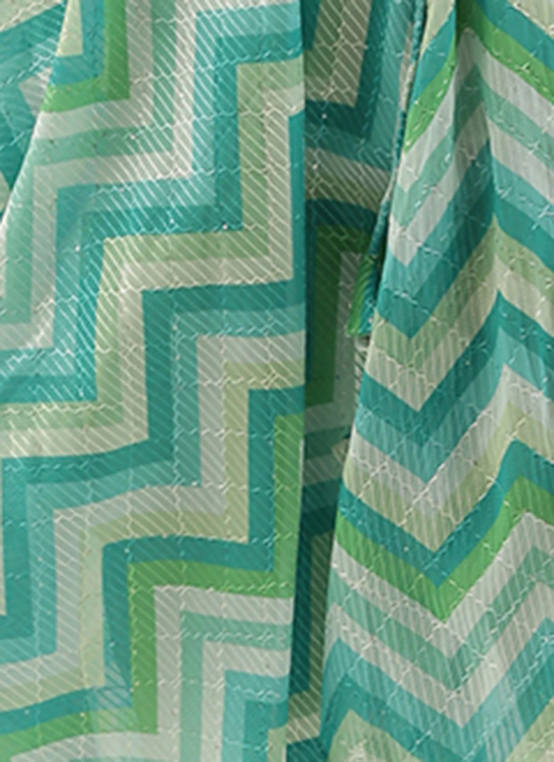 Multicolored N Green Printed Kurta Set Festive Wear - Image 8