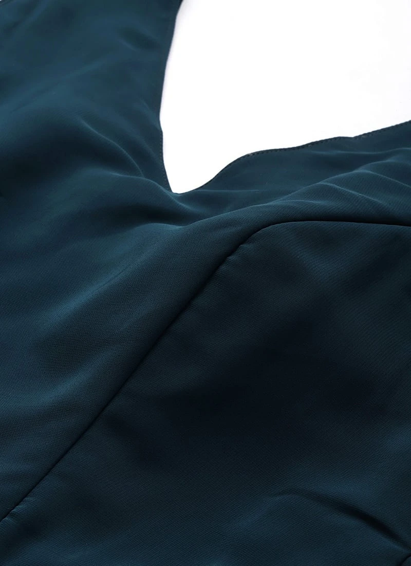 Multicolored Organza Jacket N Teal Blue Dress Festive Wear - Image 6