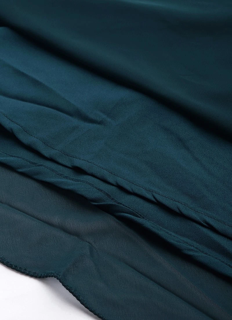 Multicolored Organza Jacket N Teal Blue Dress Festive Wear - Image 8