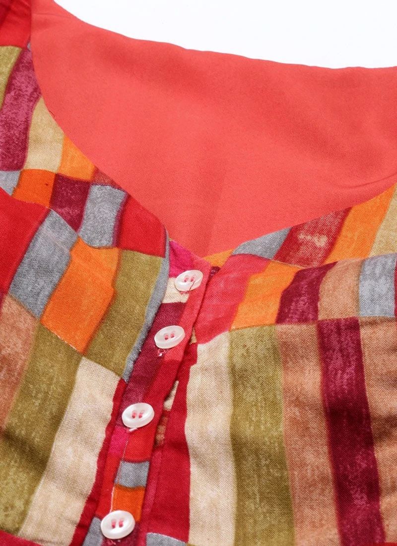 Multicolored Printed A Line Dress After Six Wear - Image 5