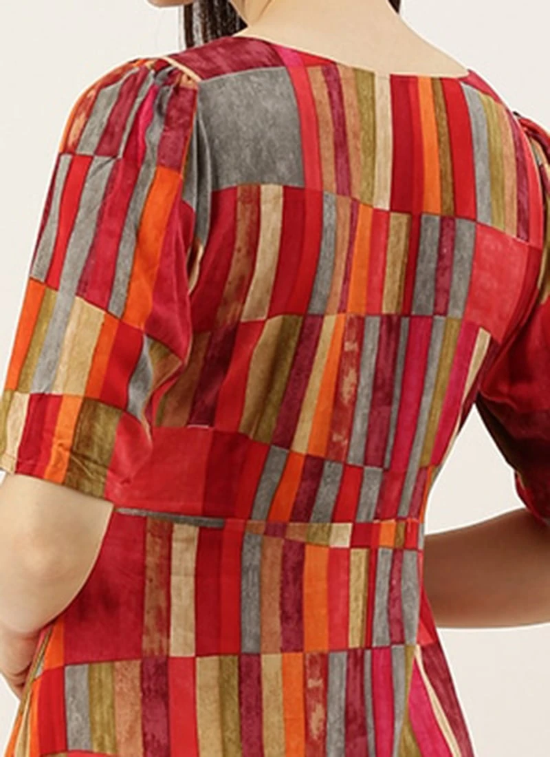 Multicolored Printed A Line Dress After Six Wear - Image 6