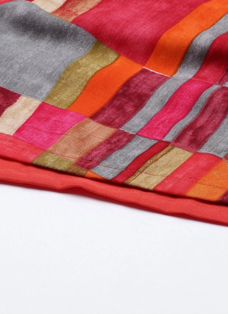 Multicolored Printed A Line Dress After Six Wear - Image 7